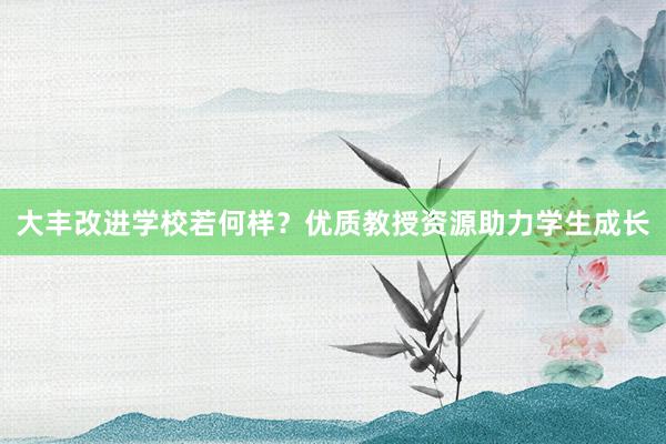 大丰改进学校若何样？优质教授资源助力学生成长