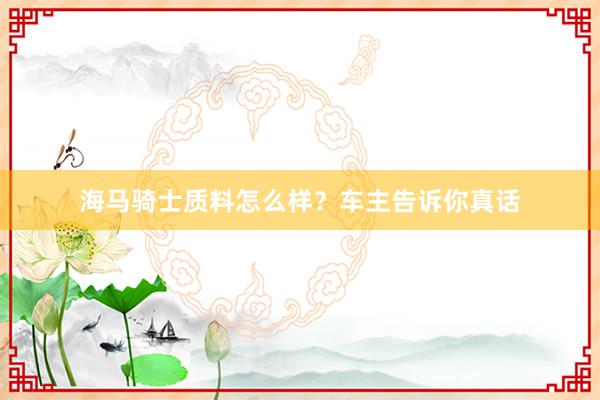 海马骑士质料怎么样？车主告诉你真话