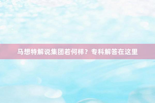 马想特解说集团若何样？专科解答在这里